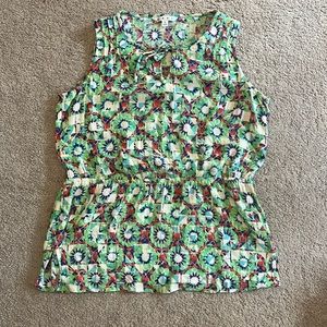 CAbi green sleeveless kaleidoscope top size Medium